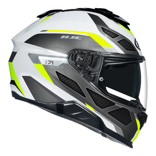 HJC I71 Zest Helmet (Black White & Fluorescent Green) - Image 3