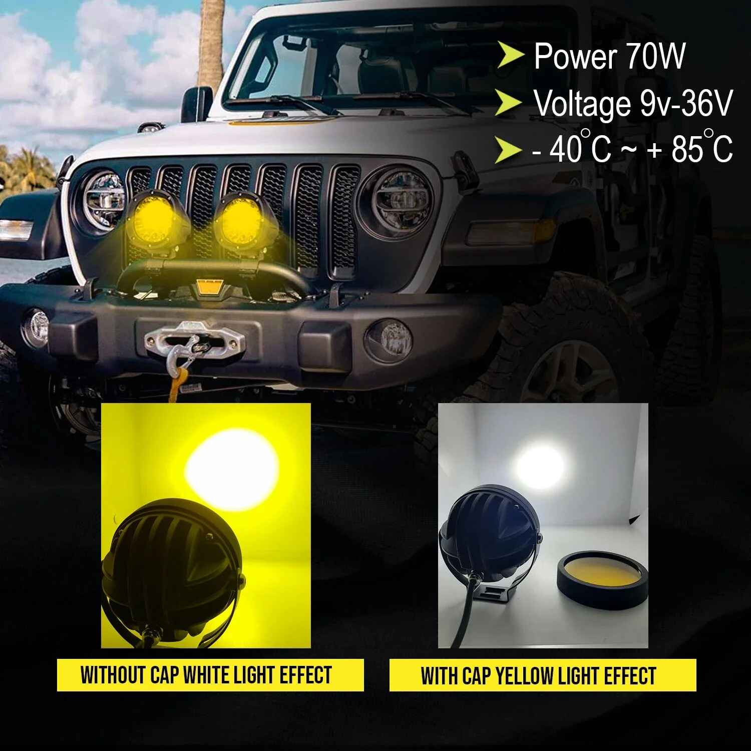 HJG 70W+70W Round Led Light with Wire harness and Lumen Controller - Image 3