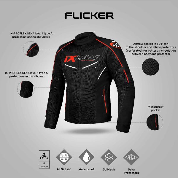 IXON Flicker Jacket - Black/White/Red - Image 3