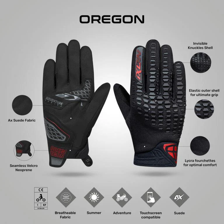 IXON Oregon Gloves Black/Bright Red - 7121003073 - Image 2