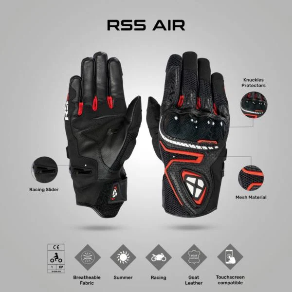 IXON RS5 AIR Gloves - Black/Red - Image 3