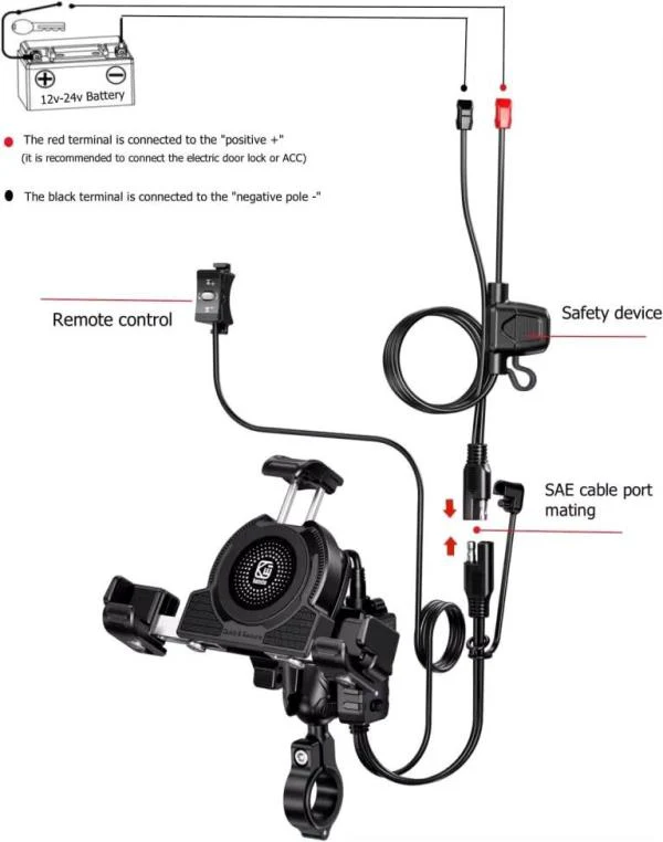 Kewig Motorcycle smart phone seat accessories bracket Anti vibration damper Suitable phone size:4.0-7.2 inch (With Wireless Charger+usb-c) (M27-A1) - Image 3