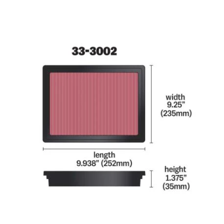 K&N High-flow Original Lifetime Engine Car Air Filter - Isuzu D-max L4-2.5/3.0L DSL - 33-3002 - Image 2