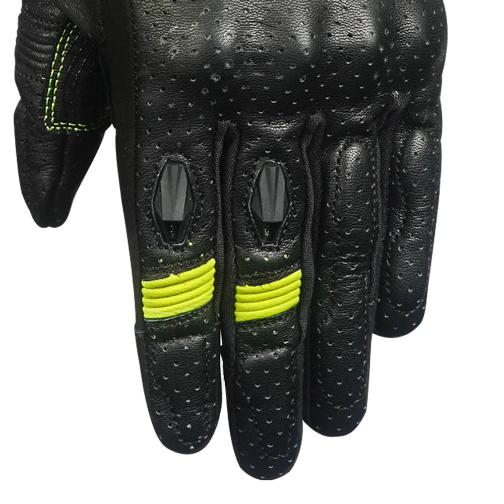 Korda Drag Short Cuff Leather Riding Gloves - Fluorescent Yellow - Image 6