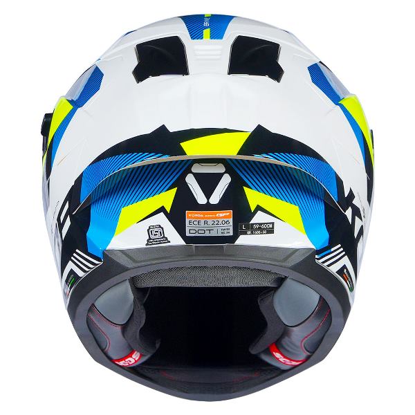 Korda Sonic GP Brave Helmet (Gloss White Blue & Fluorescent Yellow) - Image 2