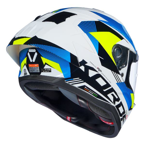 Korda Sonic GP Brave Helmet (Gloss White Blue & Fluorescent Yellow) - Image 6