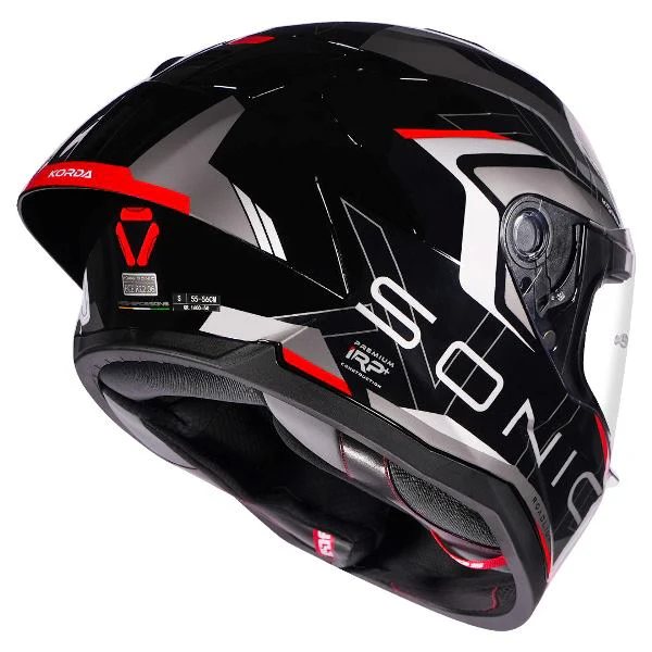 Korda Sonic GP Roadlion Helmet (Gloss Black & Red) - Image 7