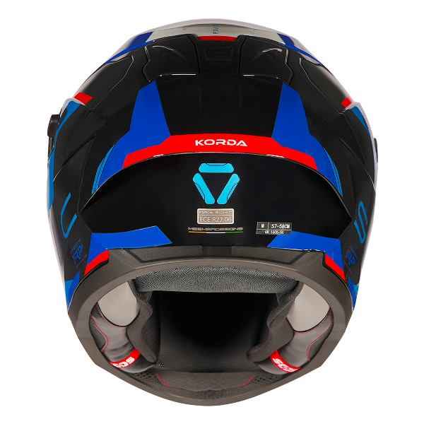 Korda Sonic GP Roadlion Helmet (Gloss Black Red & Blue) - Image 5