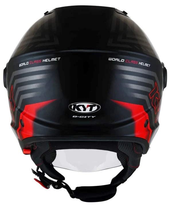 KYT D City Lucent Gloss Open Face Helmet-Black/Red - Image 4