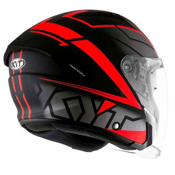 KYT NFJ Motion Matt Black Fluro Red Helmet - Image 2