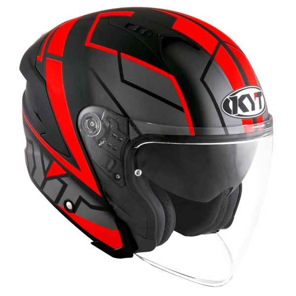 KYT NFJ Motion Matt Black Fluro Red Helmet - Image 6