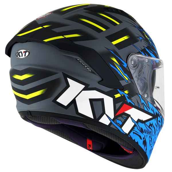 KYT NFR Flaming Matt Grey Blue Helmet - Image 8