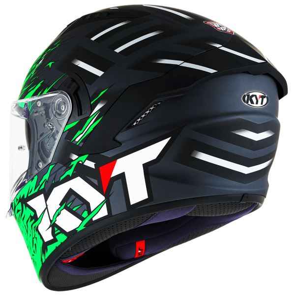 KYT NFR Flaming Matt Grey Green Helmet - Image 4