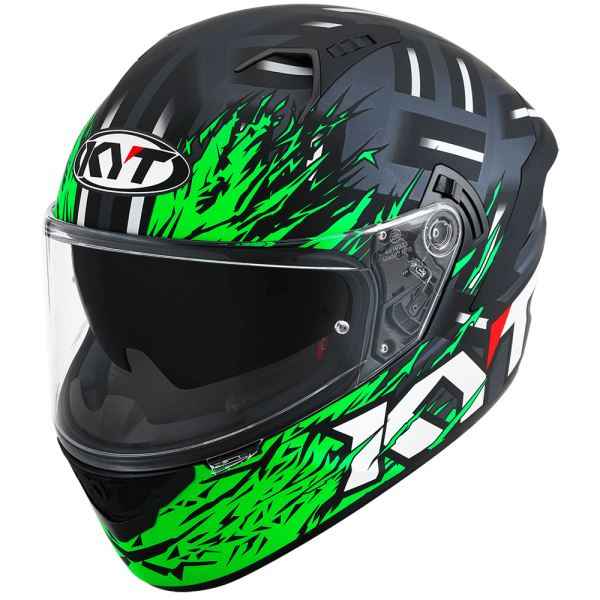 KYT NFR Flaming Matt Grey Green Helmet - Image 7