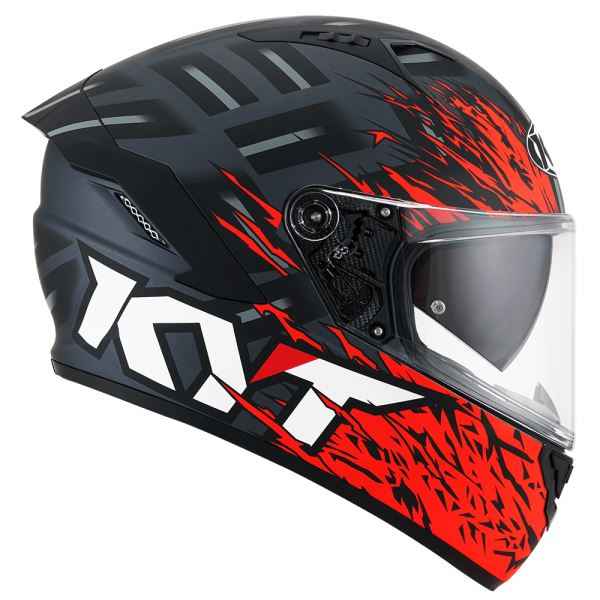 KYT NFR Flaming Matt Grey Red Helmet - Image 5