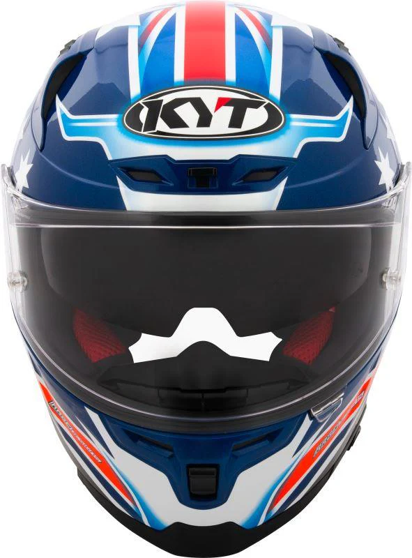 KYT Striker 2V Brock Parkes Replica Gloss Blue White Helmet - Image 8