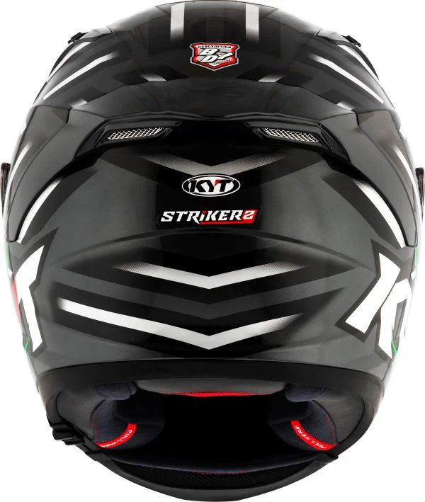 KYT Striker 2V Flaming Gloss Anthracite Green Helmet - Image 4