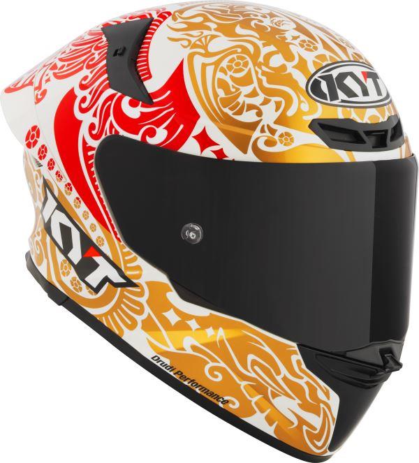 KYT TT Revo Enea Bastianini Indonesia Replica 2023 Gloss Pearl White Helmet - Image 4