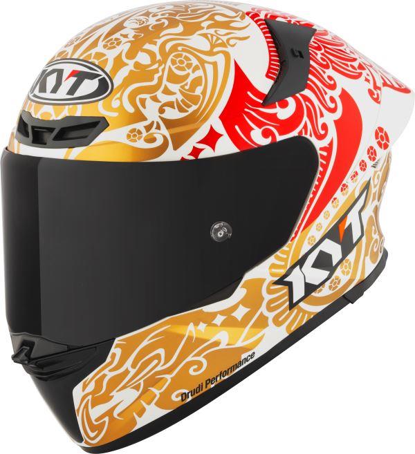 KYT TT Revo Enea Bastianini Indonesia Replica 2023 Gloss Pearl White Helmet - Image 5