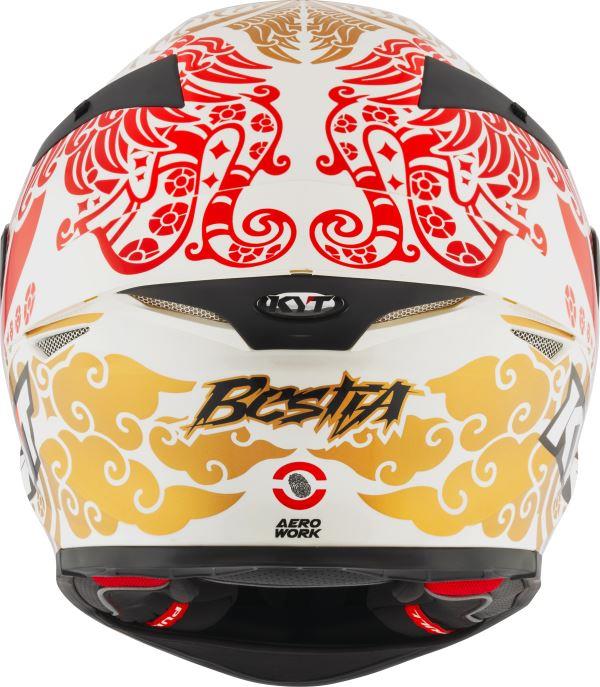 KYT TT Revo Enea Bastianini Indonesia Replica 2023 Gloss Pearl White Helmet - Image 7
