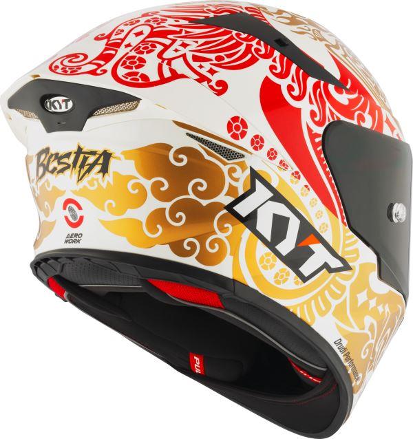 KYT TT Revo Enea Bastianini Indonesia Replica 2023 Gloss Pearl White Helmet - Image 8