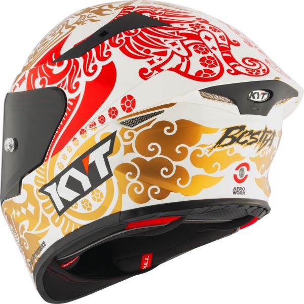 KYT TT Revo Enea Bastianini Indonesia Replica 2023 Gloss Pearl White Helmet - Image 9