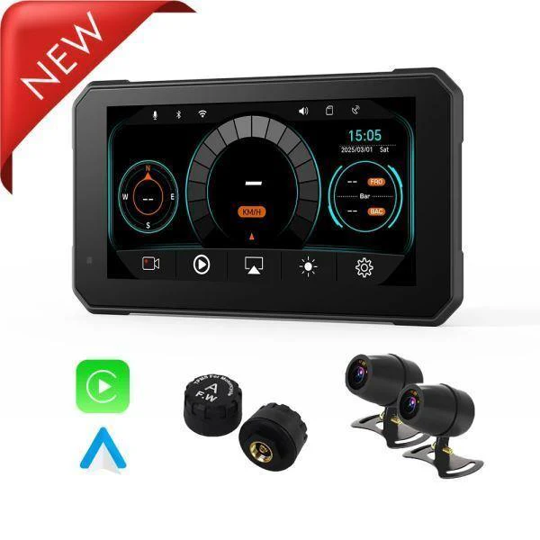 LBC Moto-M3 Elite 6.25-inch Magnetic Quick Release Motorcycle Navigation System with Camera, TPMS, and GPS