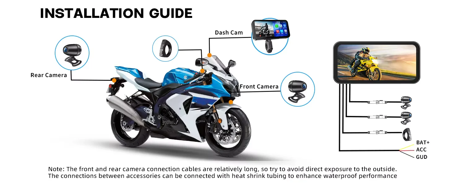 LBC Moto-Universal S3 Elite 6.25-inch Motorcycle Navigation System with Apple CarPlay, 2K HD Screen, GPS, Camera Remote, and TPMS - Image 14