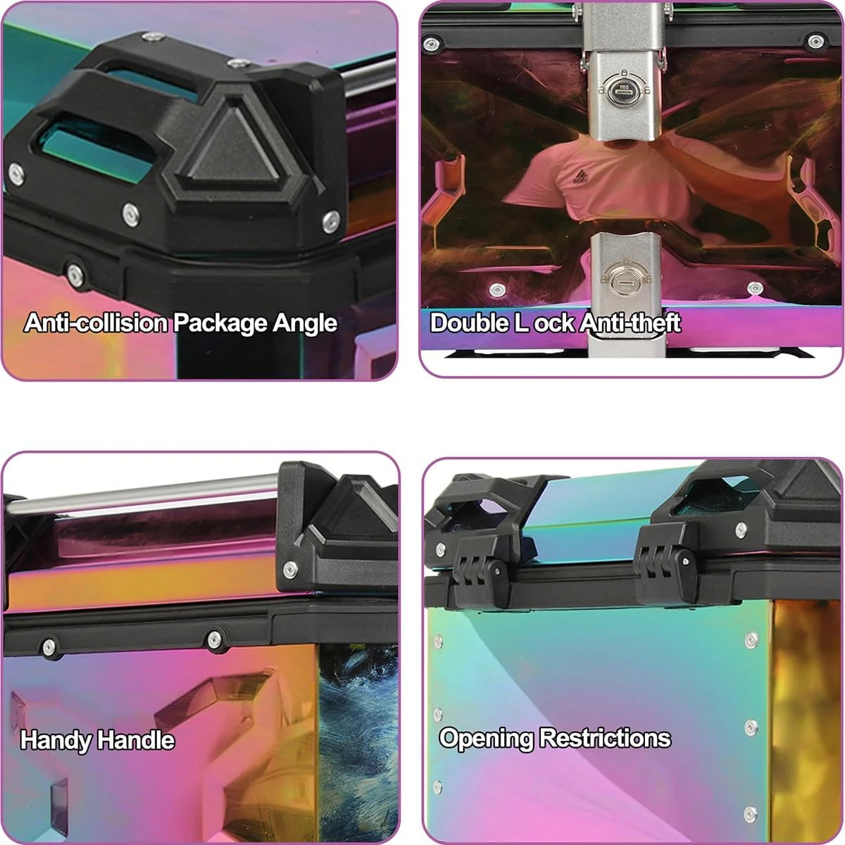 LGP Rainbow Large Capacity Aluminium Top Box 45 Ltrs (fits All Motorcycle) - Color Plating Premium Top Box-LGP11213 - Image 11