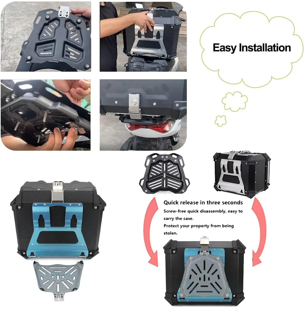 LGP Rainbow Large Capacity Aluminium Top Box 45 Ltrs (fits All Motorcycle) - Color Plating Premium Top Box-LGP11213 - Image 12