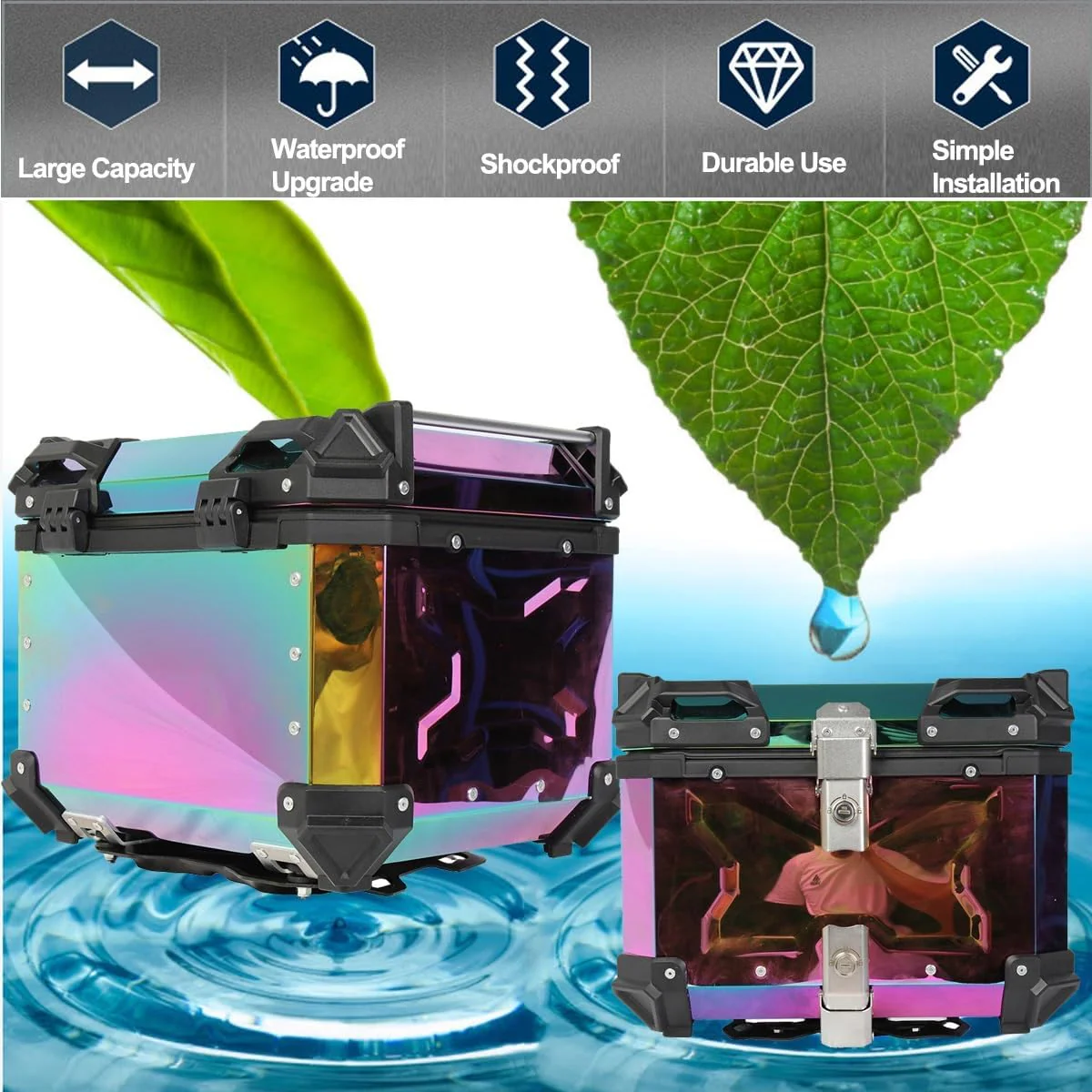 LGP Rainbow Large Capacity Aluminium Top Box 45 Ltrs (fits All Motorcycle) - Color Plating Premium Top Box-LGP11213 - Image 13