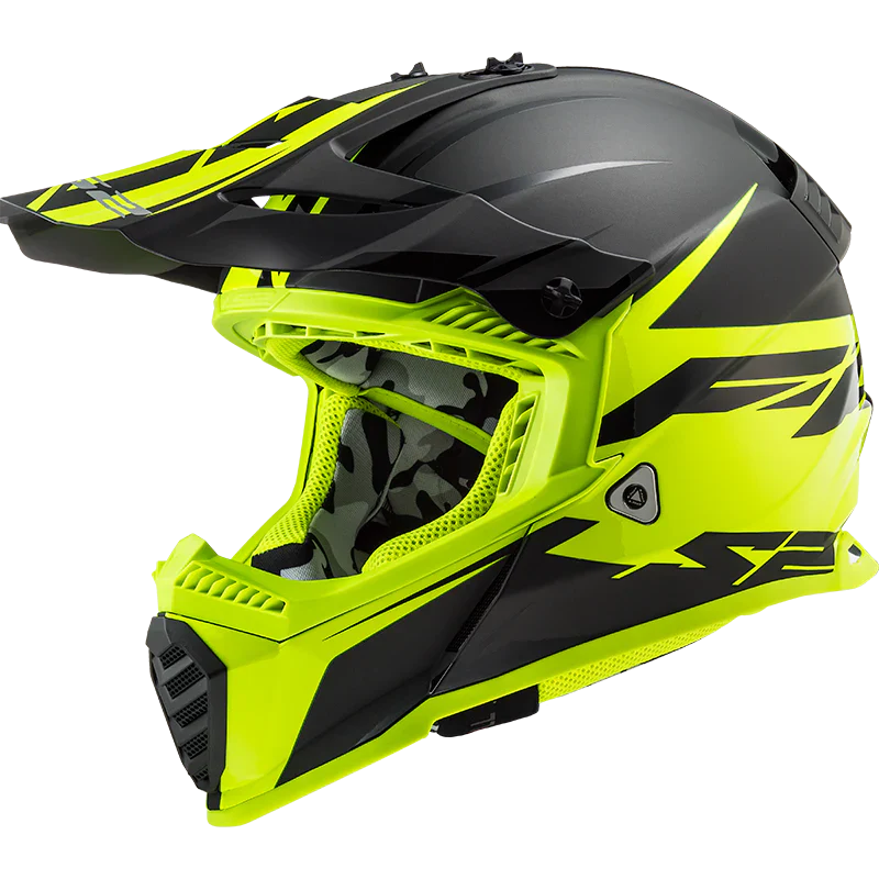 LS2 MX437 Fast Evo Roar Matt & Gloss Black Hi-Viz Yellow Helmet - Image 5