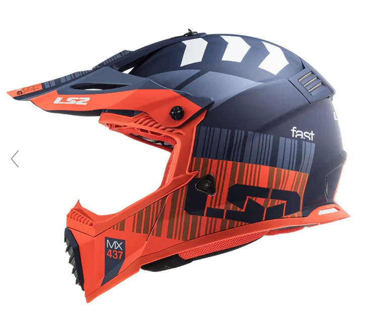 LS2 MX437 Fast Evo Xcode Matt Fluro Orange Blue Helmet