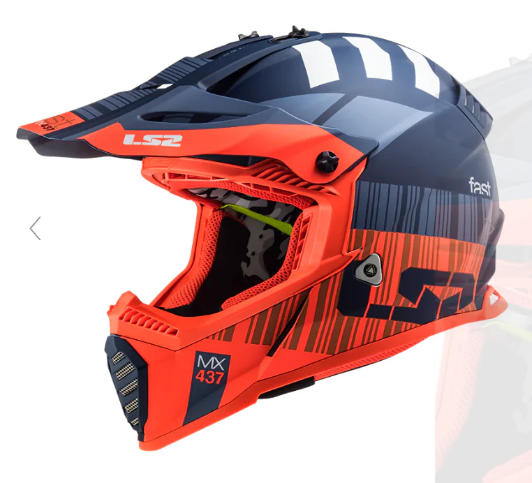 LS2 MX437 Fast Evo Xcode Matt Fluro Orange Blue Helmet - Image 2
