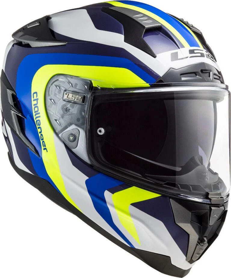 LS2 FF327 Challenger Galactic Gloss White Yellow Blue Helmet - Image 7