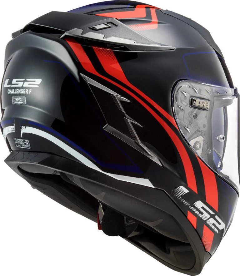 LS2 FF327 Challenger Propeller Gloss Black Red Blue Helmet - Image 4