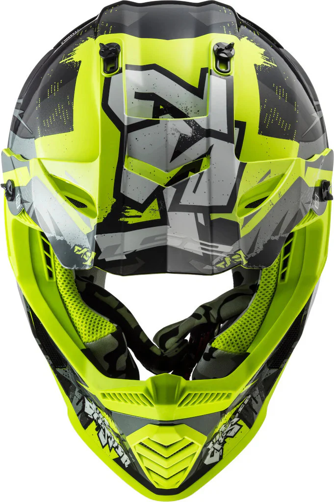 LS2 MX437 Fast Evo Crusher Matt Black Hi Vis Yellow Helmet