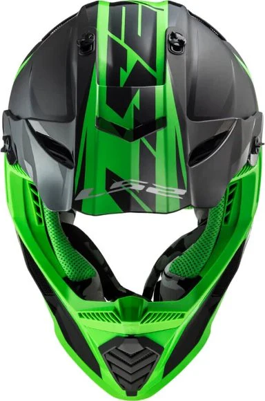 LS2 MX437 Fast Evo Roar Matt-gloss Black Green Helmet - Image 2