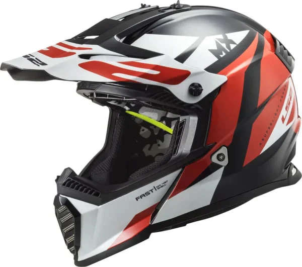 LS2 MX437 Fast Evo Strike Black White Red Helmet - Image 2
