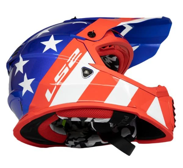 LS2 MX437 Fast Evo Stripes Red White Blue Helmet - Image 3