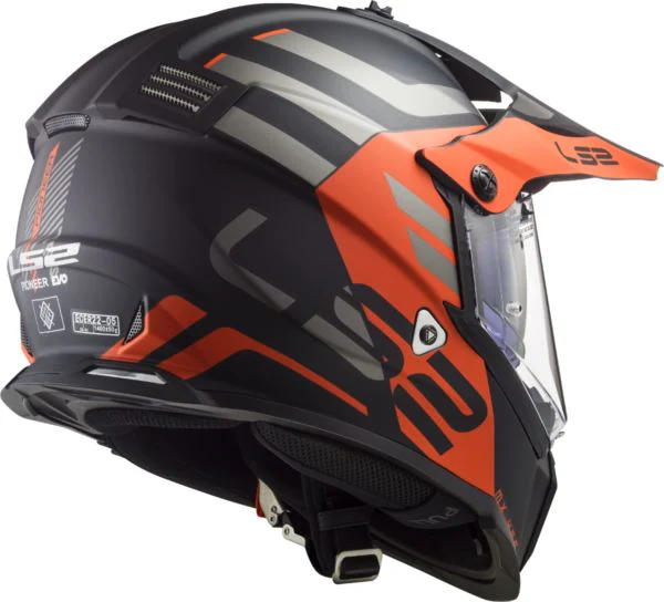LS2 MX436 Pioneer Evo Adventurer Matt Black Orange Helmet - Image 4