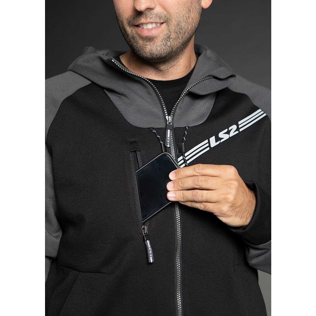 LS2 Jacket Throttle Man Jacket Black Dark Grey - Image 7