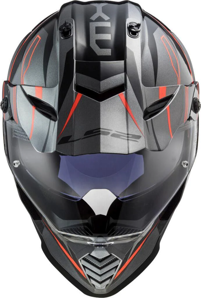 LS2 MX436 Pioneer Evo Knight Titanium Fluo Orange Matt Helmet - Image 4