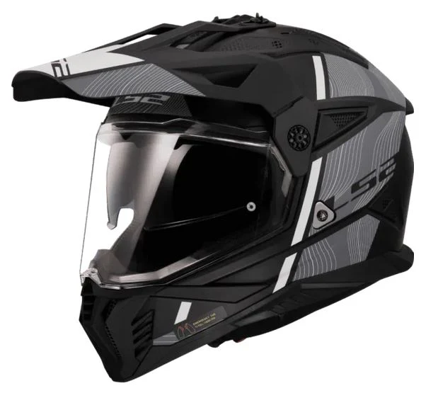 LS2 MX436 Pioneer II HILL MATT BLACK WHITE-06- Helmet