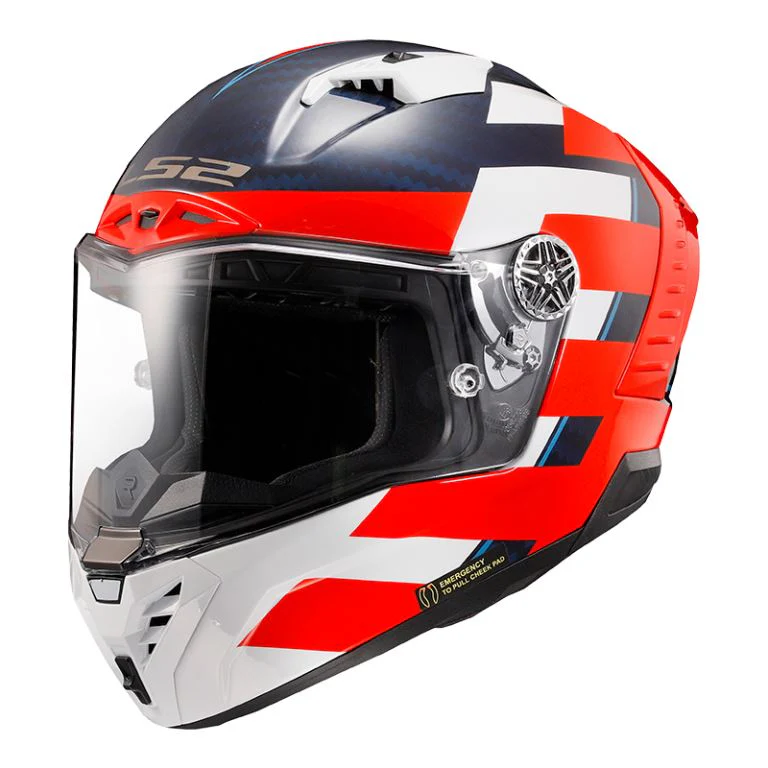 LS2 MX701 Explorer Carbon Focus Gloss Blue White Red - Helmet - Image 4