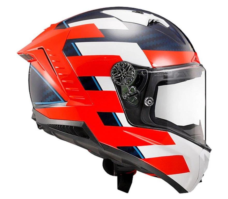 LS2 MX701 Explorer Carbon Focus Gloss Blue White Red - Helmet - Image 5