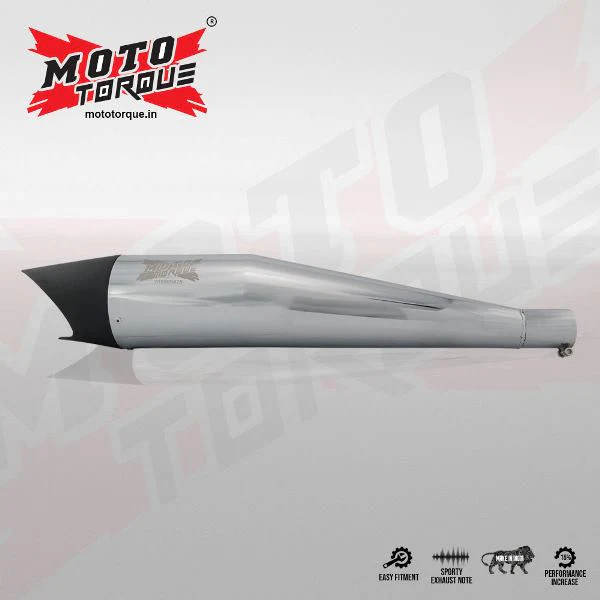Moto Torque Chrome Platted Performance Exhaust-Shark – Half Chrome-EXHAUST-00026 - Image 3