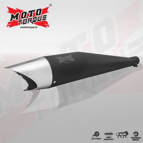 Moto Torque Matte Black Performance Exhaust - Shark – Black Chrome-EXHAUST-00024 - Image 4