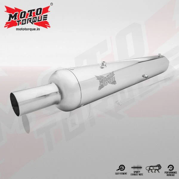 Moto Torque Replica - Chrome (BS6) Exhaust For Royal Enfield Classic (350/500) - Image 4