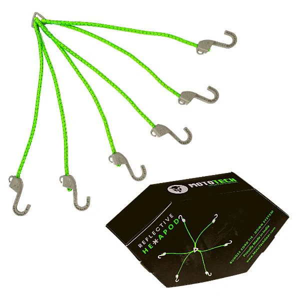 Mototech Reflective Hexapod Bungee Tie down System 32 / 80cms (Neon Grey)